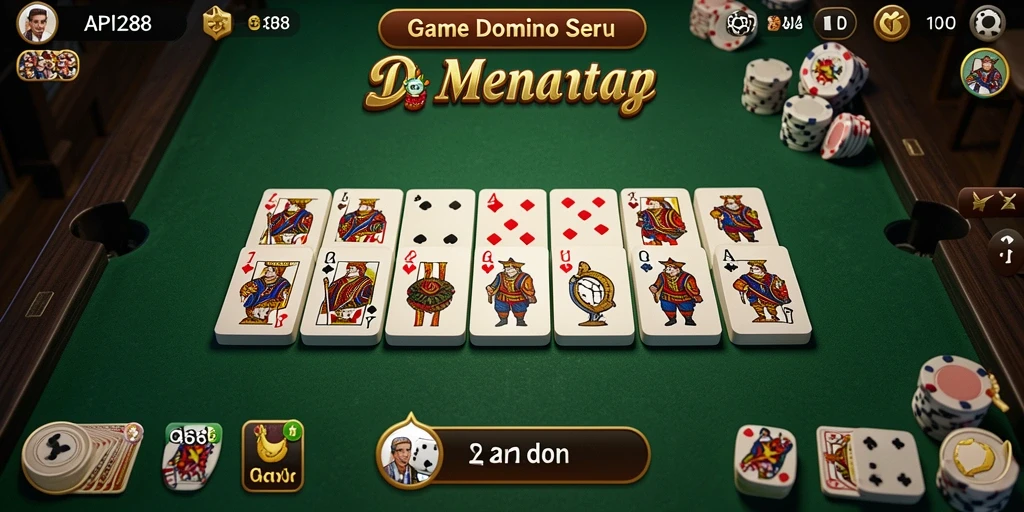 Screenshot menampilkan gameplay seru domino di API288.