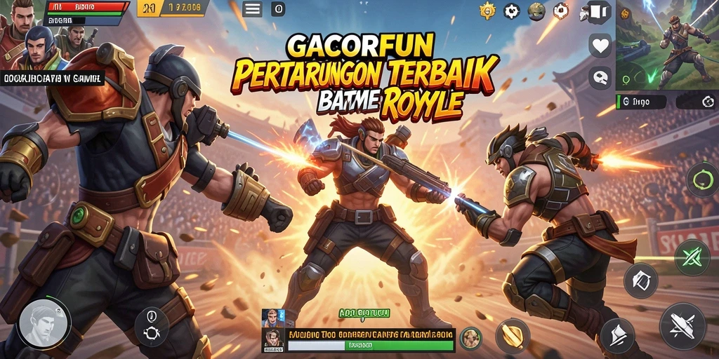 Screenshot gameplay GACORFUN menampilkan aksi seru dalam persaingan Battle Royale.