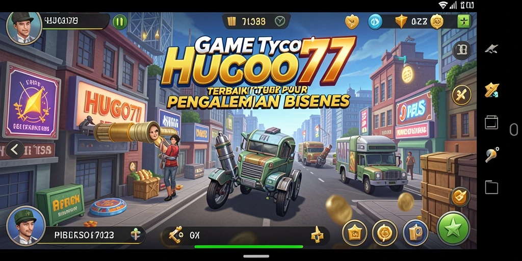 Screenshot HUGO77 menunjukkan tampilan gameplay bisnis yang menarik.