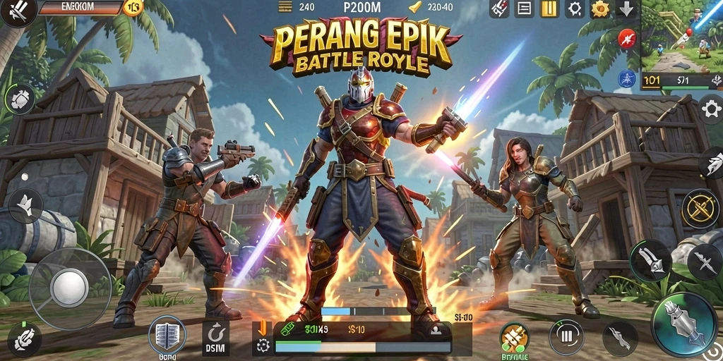 Screenshot menampilkan aksi sengit dalam pertandingan Battle Royale.