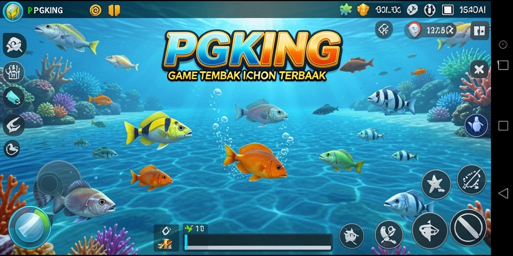 Tampilan gameplay PGKING dengan ikan berwarna-warni yang menarik.