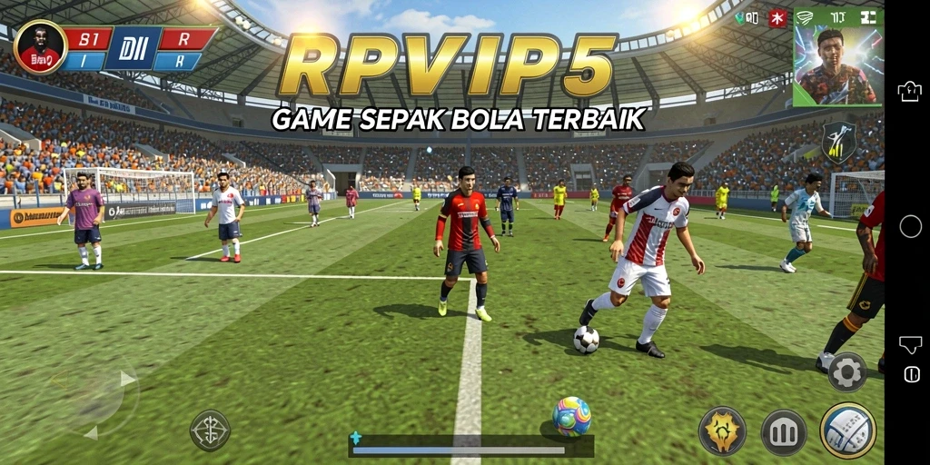 Tampilan gameplay RPVIP5 yang mendebarkan dalam aksi sepak bola.