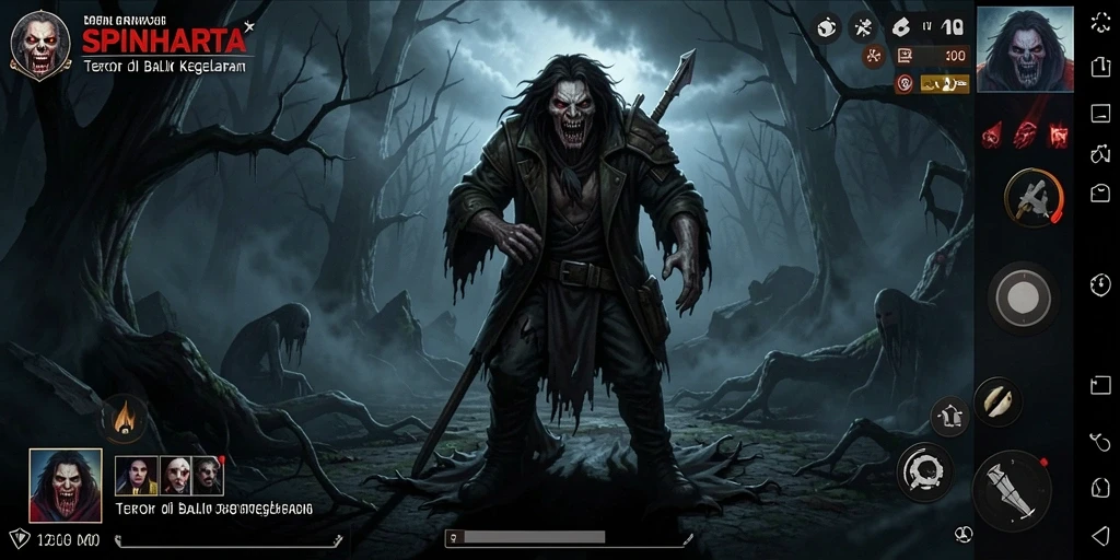 Gameplay menakutkan di SPINHARTA menunjukkan kegelapan yang mencekam.