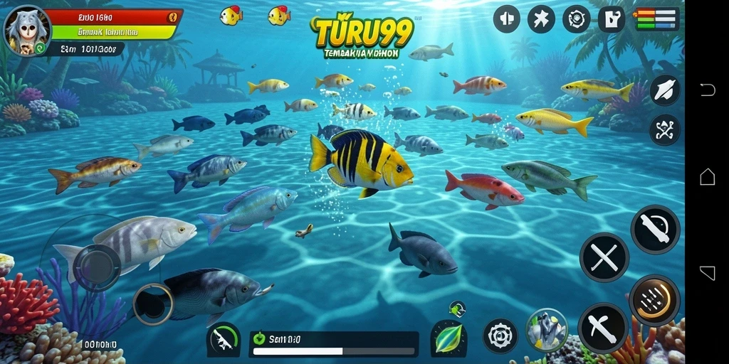 Tampilan gameplay Tembak Ikan yang seru dan menantang di TURU99.