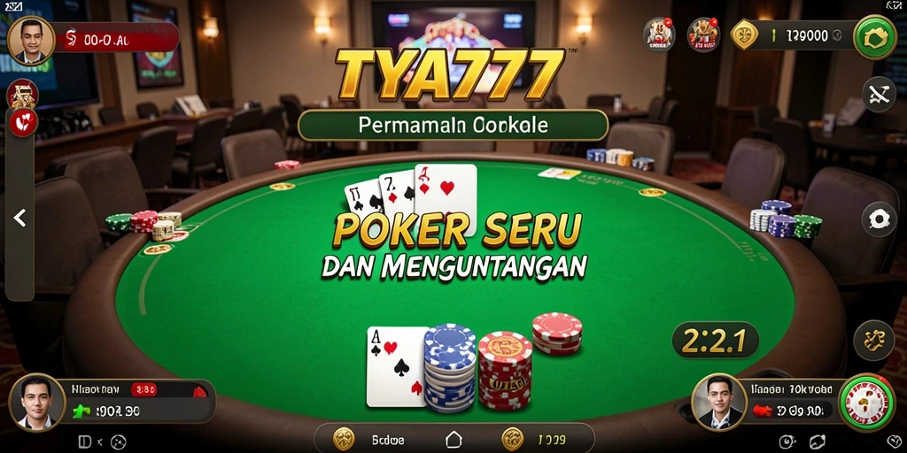 Screenshot gameplay seru dari TYA777 menunjukkan aksi poker yang mendebarkan.