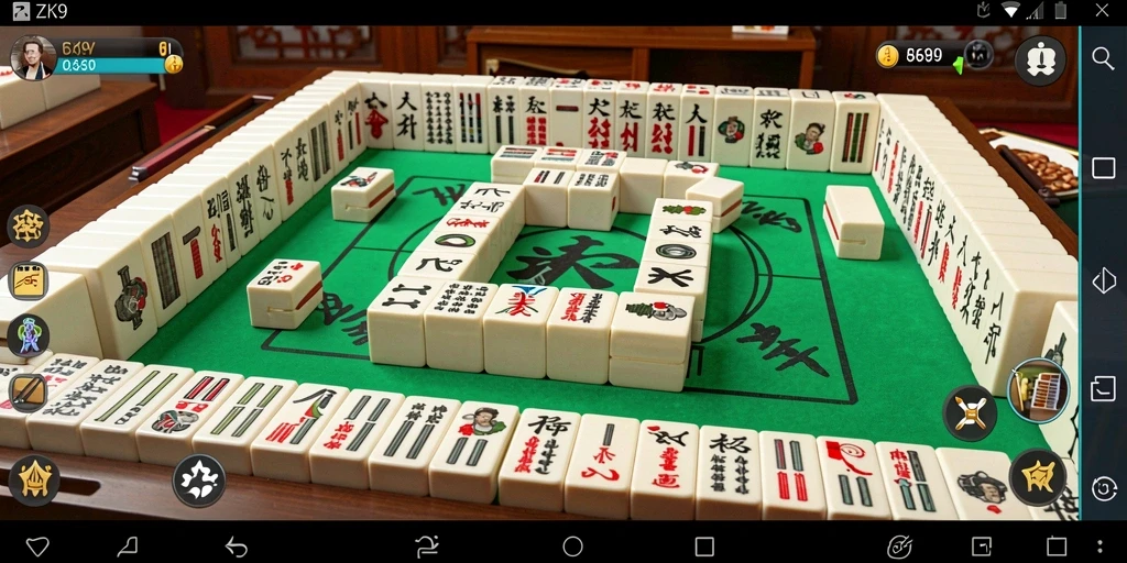Screenshot gameplay ZK9 menampilkan ubin Mahjong yang menantang.